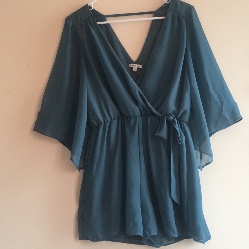 Charlotte Russe teal flowy romper